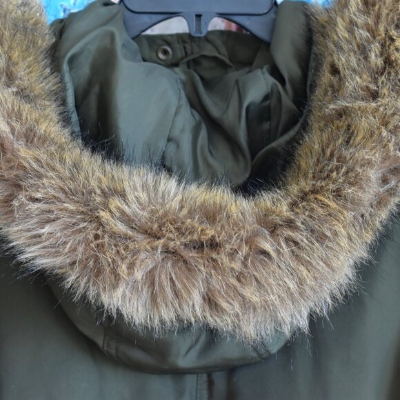 Unisex Old Navy Parka Utility Coat Faux Fur Prepper XSmall Crocodile Tears - Picture 9 of 11